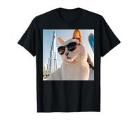 Chat Arabe des Eau au Burj Khalifa Portant des Lunettes de Soleil T-Shirt