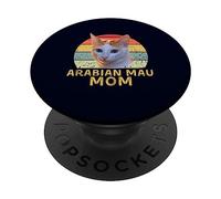 Chat Arabe Mau Maman Drôle Rétro Chat Lover Heartbeat PopSockets PopGrip Adhésif