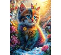 Chat arc-en-ciel dans la forêt magique 500 Pieces Casse-tête Pour Ado En Carton Haute Qualité Conte de fées animaux et plantes Facile Débutant Activité Familiale Soirée Entre Amis Cadeau Fête Des Mère