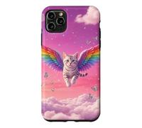 Chat Arc-en-Ciel fantaisiste Volant Ciel Rose Mignon Accessoire Fantaisie Coque pour iPhone 11 Pro Max