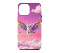 Chat Arc-en-Ciel fantaisiste Volant Ciel Rose Mignon Accessoire Fantaisie Coque pour iPhone 12 Pro Max