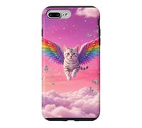 Chat Arc-en-Ciel fantaisiste Volant Ciel Rose Mignon Accessoire Fantaisie Coque pour iPhone 7 Plus/8 Plus