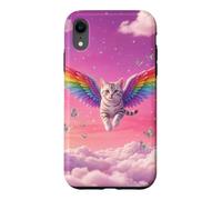Chat Arc-en-Ciel fantaisiste Volant Ciel Rose Mignon Accessoire Fantaisie Coque pour iPhone XR
