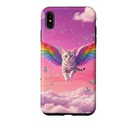 Chat Arc-en-Ciel fantaisiste Volant Ciel Rose Mignon Accessoire Fantaisie Coque pour iPhone XS Max