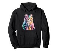 Chat Arc-en-Ciel Moelleux, Chaton Magique Mignon pour Femmes Sweat à Capuche