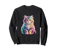 Chat Arc-en-Ciel Moelleux, Chaton Magique Mignon pour Femmes Sweatshirt