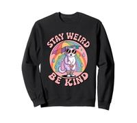 Chat Arc-en-Ciel rétro années 80 Stay Weird Be Kind Kindness Sweatshirt