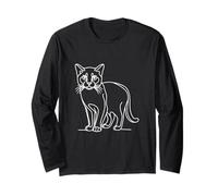 Chat Art Linéaire Minimaliste Coloriage Design Manche Longue