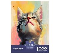 Chat Artistique Puzzle 1000 Pièces Animaux pour Adultes Jeu De Défi Familial Décoration Intérieure Jeux Éducatifs Cadeaux d'anniversaire pour Noël Tueur Ennuyeux 38x26cm/1000pcs