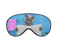 Chat assis sur un siège de toilette masque de sommeil bandeau réglable Super lisse doux masque pour les yeux pour hommes femmes voyage et sieste