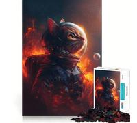 Chat Astronaute de l'espace Puzzle de 1000 pièces pour Adultes Cadeau Stimulant pour l'esprit Jeu de Loisirs Facile Découpe précise Cadeau spécial (38x26cm)