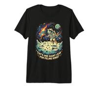 Chat Astronaute One Giant Leap Space Feline Moon Adventure T-Shirt Haut de Gamme
