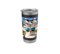 Chat au Japon au château Himeji Gobelet isotherme en acier inoxydable double paroi