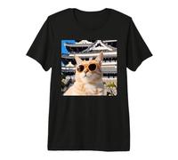 Chat au Japon au château Himeji T-Shirt Haut de Gamme