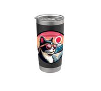 Chat au Mont Fuji au Japon Gobelet isotherme en acier inoxydable double paroi