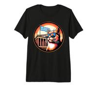 Chat au Parthénon avec Un Drapeau Grec T-Shirt Haut de Gamme