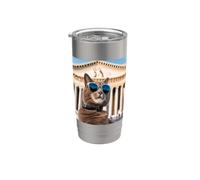 Chat au Parthénon. Gobelet isotherme en acier inoxydable double paroi