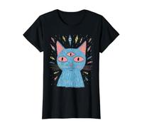 Chat au troisième œil T-Shirt Graphique avec Valeur, Femme, Noir, XL