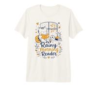 Chat Automne Lecture Pluie Automne T-Shirt Haut de Gamme