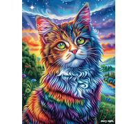 Chat aux couleurs arc-en-ciel dans un jardin fleuri 1000 Pieces Casse-tête Adulte En Carton Rigide Sans Déformation Paysages et science-fiction Difficile Moyenne Décoration Murale Idée Cadeau Annivers