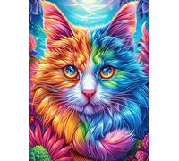 Chat aux couleurs arc-en-ciel dans un jardin magique 1000 Pieces Casse-tête Adulte En Carton Haute Qualité Faune sauvage et animaux de compagnie Difficulté Moyenne Motif Complexe Activité Familiale Id