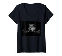 Chat aux très longues moustaches - Chat surréaliste T-Shirt avec Col en V