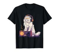 Chat avec Casque écoutant de la Musique Art T-Shirt