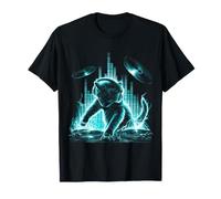 Chat avec Casque écoutant de la Musique T-Shirt