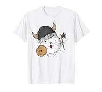 Chat avec Casque Viking Hache et Bouclier T-Shirt
