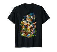Chat avec Chapeau de sorcière Fleurs et Potions T-Shirt