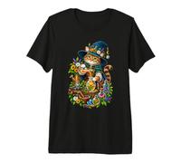 Chat avec Chapeau de sorcière Fleurs et Potions T-Shirt Haut de Gamme