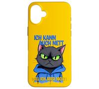 Chat avec une pression oculaire grincheuse - ich kann auch nett 1 Coque pour iPhone 16 Plus