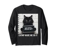 Chat Bad Police Dept Catnip Funny Kitten Men Women Kids Manche Longue