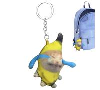 Chat banane - Porte-clés en peluche - Fonction sonore - Mignon breloque chat qui pleure, peluche douce pour sacs à dos, sacs à main, collection amusante pour anniversaire, Halloween, Noël