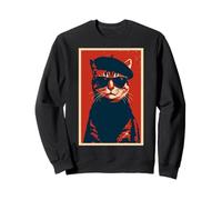 Chat Beatnik Portant Un béret Amusant Sweatshirt