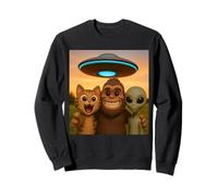 Chat Bigfoot Alien Selfie avec UFO Abduction Drôle Meme Humour Sweatshirt
