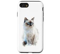 Chat Birman aux Yeux Bleus pour Amoureux des Animaux Coque pour iPhone SE (2020) / 7/8