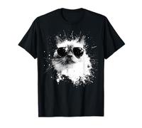 Chat Birman avec Lunettes de Soleil Blanc Splash Art Chats Cool T-Shirt