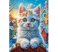 Chat Blanc dans la forêt Magique 300 Pieces Casse-tête Amateur d'art en Carton Haute Densité Difficile Niveau Expert Décoration Murale Salon Cadeau Fête des Mères 300 PCS