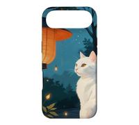 Chat Blanc dans Un Jardin Japonais avec Lampes Minuit Coque pour iPhone Air