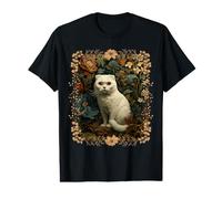 Chat Blanc écossais Pliable dans Un Jardin de Cottage Vintage T-Shirt Graphique avec Valeur