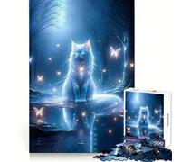 Chat Blanc Mystique Puzzle de 1000 pièces pour Adultes Cadeau pour améliorer la mémoire et se détendre Décoration Murale aux détails précis (38x26cm)