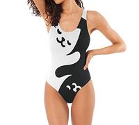 Chat Blanc Noir Chat Maillot de Bain Femme One Pieces Bikini Monokini Sexy Slim pour La Plage Femmes Filles