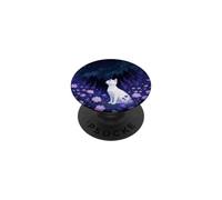 Chat Blanc Prairie Violet esthétique Minuit céleste PopSockets PopGrip Adhésif