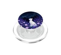 Chat Blanc Prairie Violet esthétique Minuit céleste PopSockets PopGrip pour MagSafe