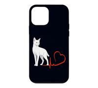 Chat Blanc Russe Battement de cœur Chat Maman Papa Amoureux des Animaux domestiques Coque pour iPhone 12 Mini