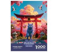 Chat Bleu 1000 Pieces Puzzle Pet Chats Puzzles Série Pleine De Couleurs en Papier pour La Le Cadeau Parfait pour La Famille Et Les Amis Difficile pour Les 70x50cm/1