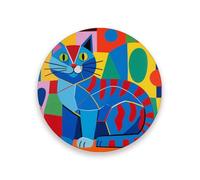 Chat bleu en céramique dans le style de Picasso rond Essentials pour nouvelle maison décor résistant à la chaleur salon esthétique avec dos en liège