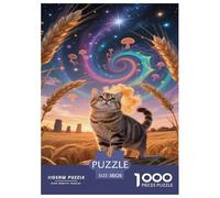 Chat Bleu Russe 1000 Pièces Puzzles pour Adultes,Ciel étoilé Fantastique Un Jeu De Dexérité Très Difficile Puzzle Éducatif avec des Défis 38x26cm/1000pcs