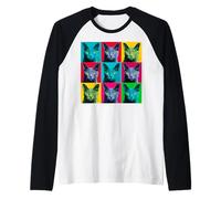Chat Bleu Russe Pop Art coloré Manche Raglan